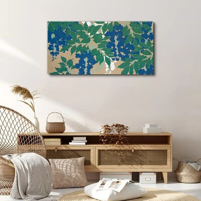 Green and blue leaves in abstract Canvas wall art
