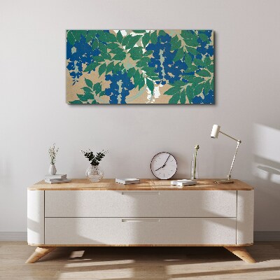 Green and blue leaves in abstract Canvas wall art