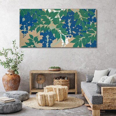 Green and blue leaves in abstract Canvas wall art