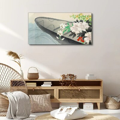 Flower boat on calm water Canvas wall art