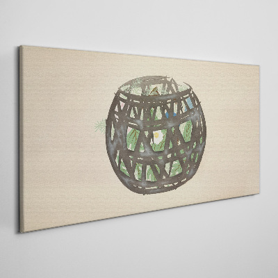 Wicker basket with greenery Canvas wall art