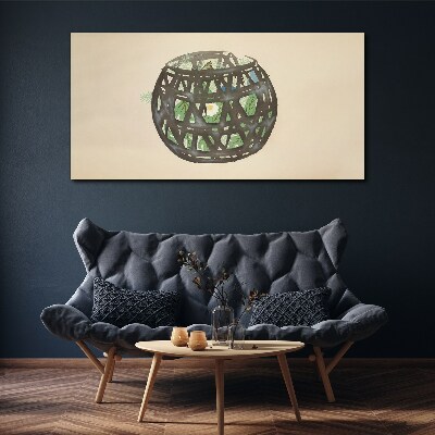 Wicker basket with greenery Canvas wall art