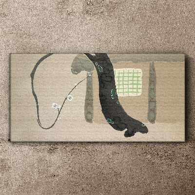 Green branch in minimalist style Print on canvas