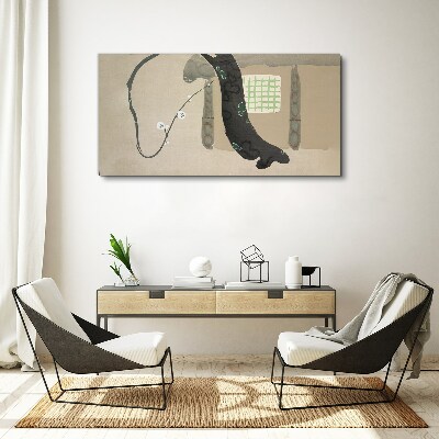 Green branch in minimalist style Print on canvas