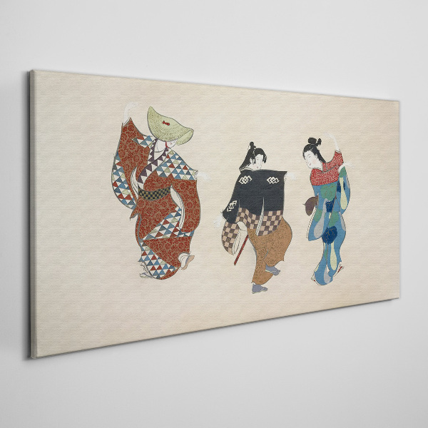 Japanese dancers in traditional costumes Print on canvas