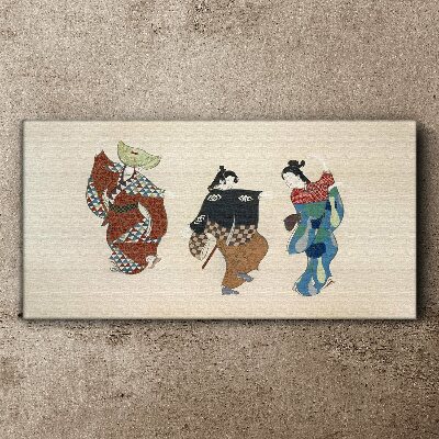 Japanese dancers in traditional costumes Print on canvas