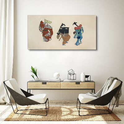 Japanese dancers in traditional costumes Print on canvas