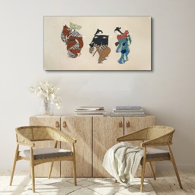 Japanese dancers in traditional costumes Print on canvas