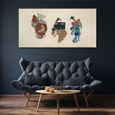 Japanese dancers in traditional costumes Print on canvas