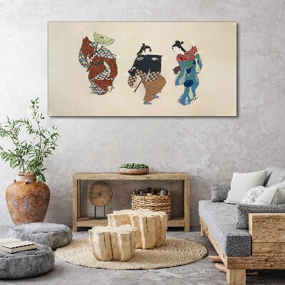 Japanese dancers in traditional costumes Print on canvas