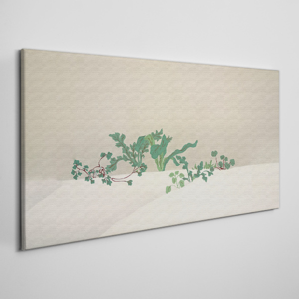 Delicate plants on a neutral background Print on canvas
