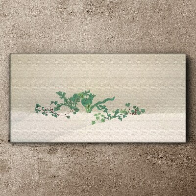 Delicate plants on a neutral background Print on canvas