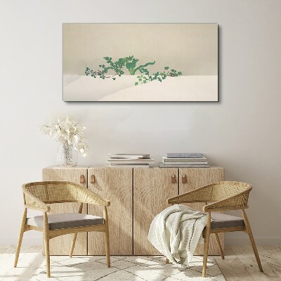 Delicate plants on a neutral background Print on canvas
