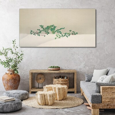Delicate plants on a neutral background Print on canvas