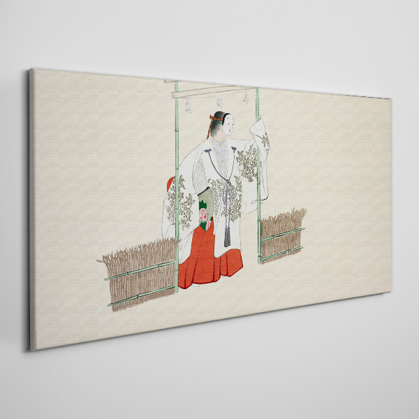 Traditional Japanese scene with a woman Canvas wall art