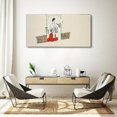 Traditional Japanese scene with a woman Canvas wall art