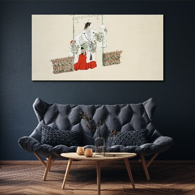 Traditional Japanese scene with a woman Canvas wall art