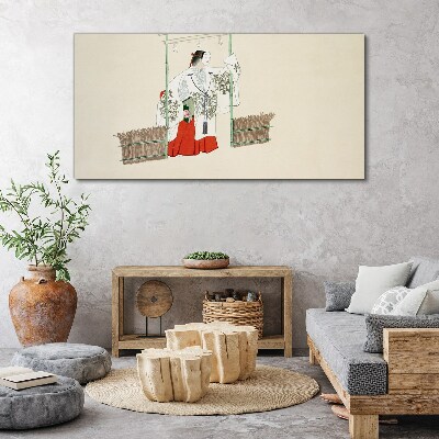 Traditional Japanese scene with a woman Canvas wall art