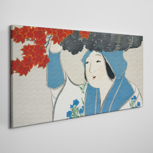 Joy among the autumn leaves Print on canvas