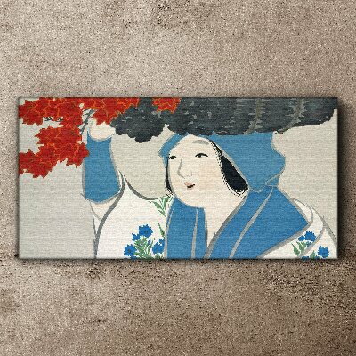 Joy among the autumn leaves Print on canvas