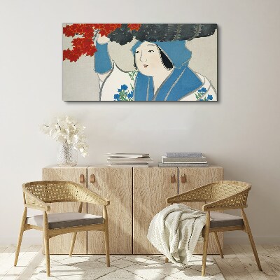 Joy among the autumn leaves Print on canvas