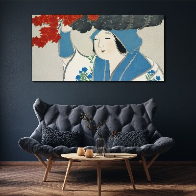 Joy among the autumn leaves Print on canvas