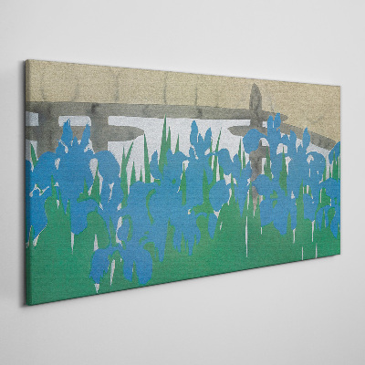 Flowers in shades of blue Canvas wall art