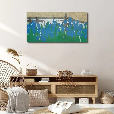 Flowers in shades of blue Canvas wall art