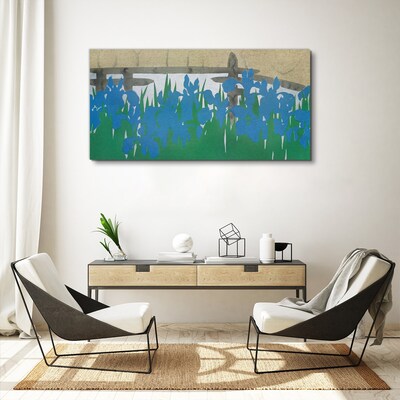 Flowers in shades of blue Canvas wall art