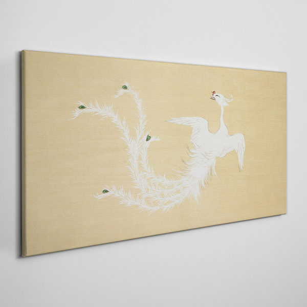 White phoenix on a gold background Print on canvas