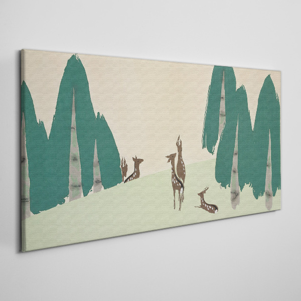 Forest deer against the background of trees Print on canvas