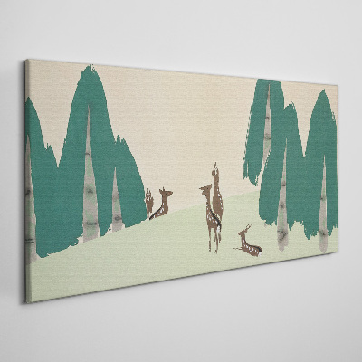 Forest deer against the background of trees Print on canvas