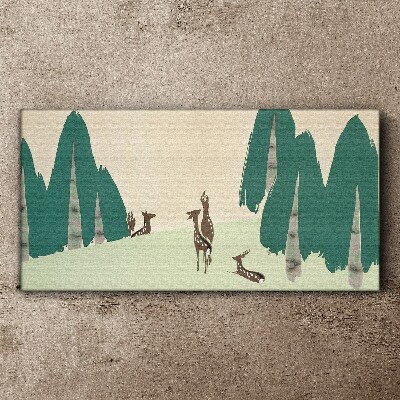 Forest deer against the background of trees Print on canvas