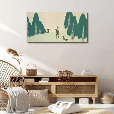 Forest deer against the background of trees Print on canvas