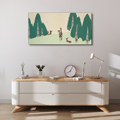 Forest deer against the background of trees Print on canvas
