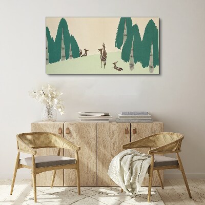 Forest deer against the background of trees Print on canvas