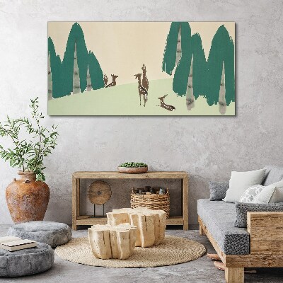 Forest deer against the background of trees Print on canvas
