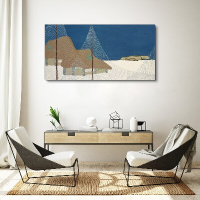Abstract landscape with mesh Print on canvas