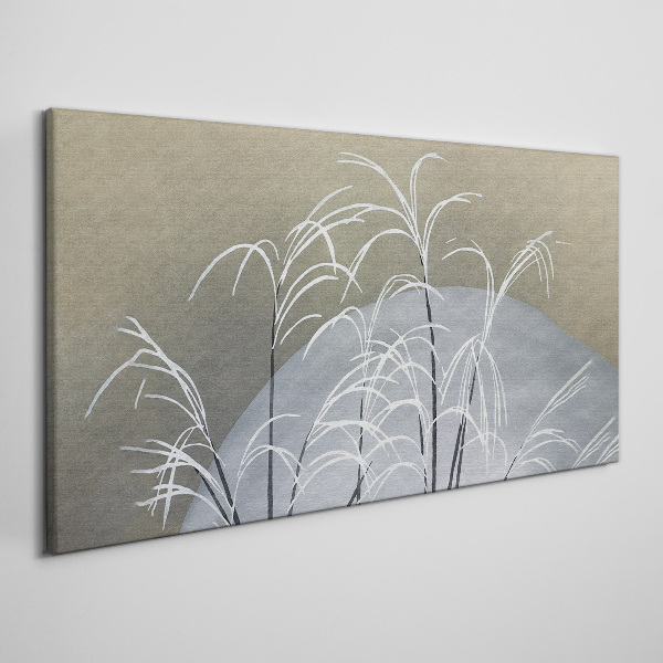 Winter grasses against the mountain backdrop Print on canvas