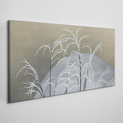 Winter grasses against the mountain backdrop Print on canvas