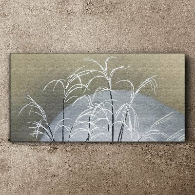 Winter grasses against the mountain backdrop Print on canvas