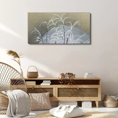 Winter grasses against the mountain backdrop Print on canvas