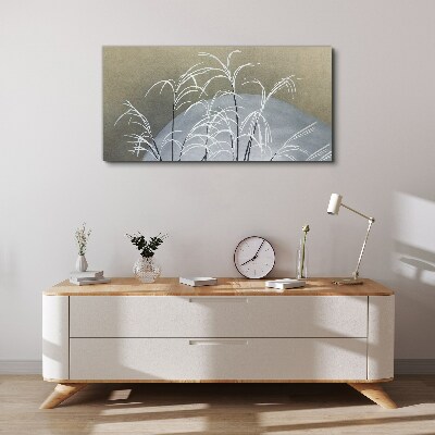 Winter grasses against the mountain backdrop Print on canvas