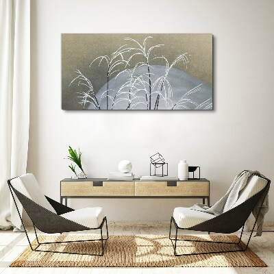 Winter grasses against the mountain backdrop Print on canvas