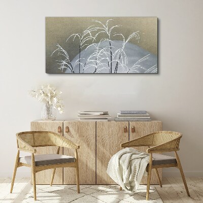 Winter grasses against the mountain backdrop Print on canvas