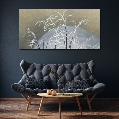 Winter grasses against the mountain backdrop Print on canvas