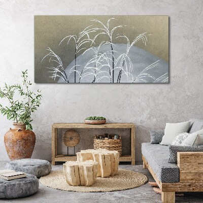 Winter grasses against the mountain backdrop Print on canvas