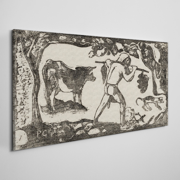 Pastoral scene with cattle Canvas wall art