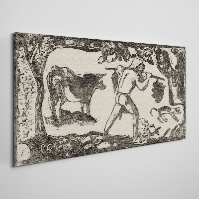Pastoral scene with cattle Canvas wall art