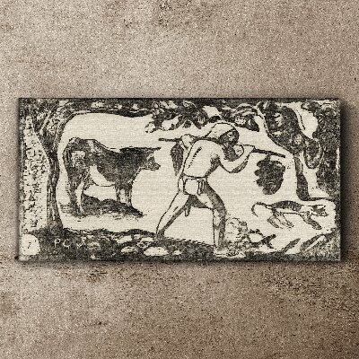 Pastoral scene with cattle Canvas wall art
